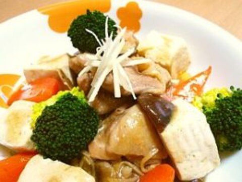 鶏もも肉と豆腐の中華風煮込み